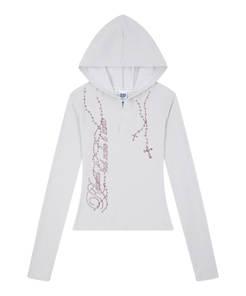 RL ROSARY HOOD T-SHIRT(BEIGE)