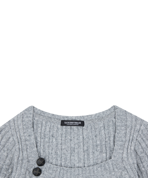RL SQUARE NECK KNIT(GRAY)