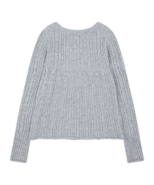 RL SQUARE NECK KNIT(GRAY)