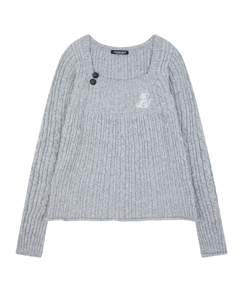 RL SQUARE NECK KNIT(GRAY)