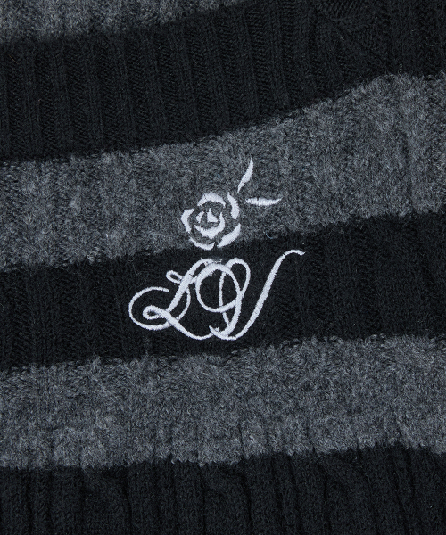 RL SQUARE NECK KNIT(BLACK)