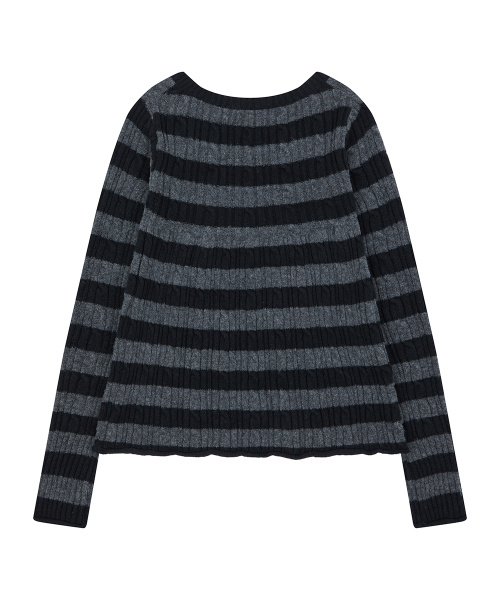 RL SQUARE NECK KNIT(BLACK)