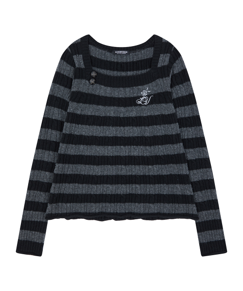 RL SQUARE NECK KNIT(BLACK)