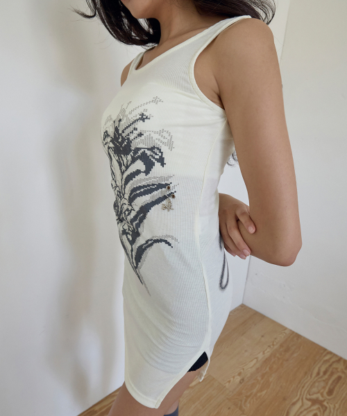 Floral Print Tank Dress (IVORY)