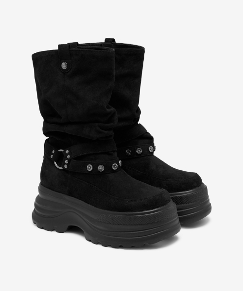 3300 SLOUCHY Platform Suede Boots Black OZPUGA393B