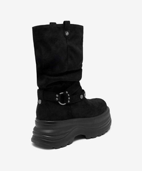 3300 SLOUCHY Platform Suede Boots Black OZPUGA393B