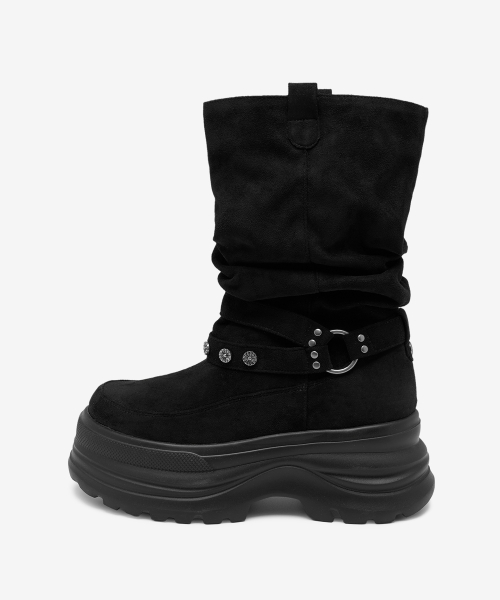 3300 SLOUCHY Platform Suede Boots Black OZPUGA393B