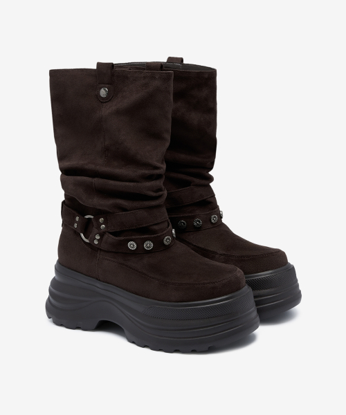 3300 SLOUCHY Platform Suede Boots Brown OZPUGA393N
