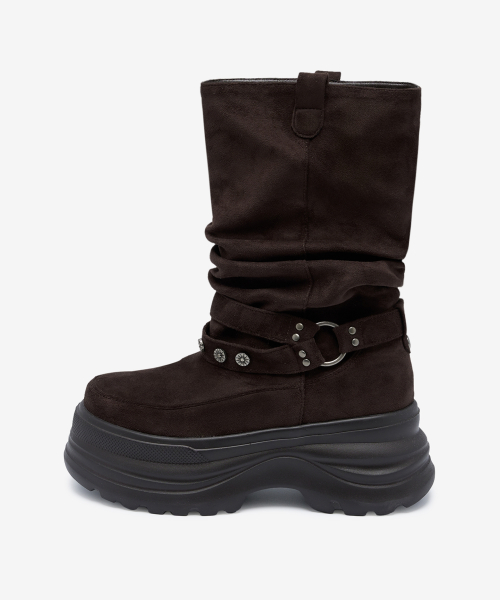 3300 SLOUCHY Platform Suede Boots Brown OZPUGA393N