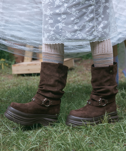 3300 SLOUCHY Platform Suede Boots Brown OZPUGA393N