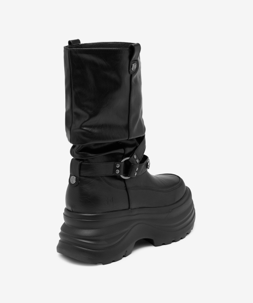 3300 SLOUCHY Platform Leather Boots Black OZPUGA393A