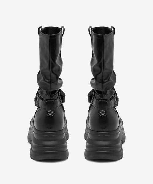 3300 SLOUCHY Platform Leather Boots Black OZPUGA393A