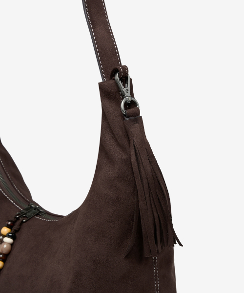 Western Big Suede Hobo Shoulder Bags Brown OZBGGA302N