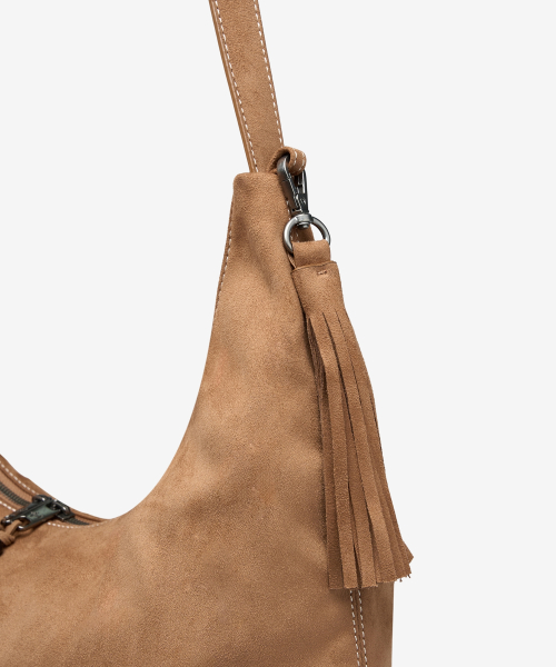 Western Big Suede Hobo Shoulder Bags Camel OZBGGA302C