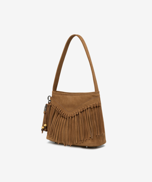 Western Fringe Suede Bucket Shoulder Bags Camel OZBGGA301C