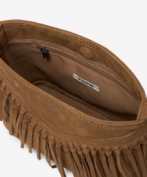 Western Fringe Suede Bucket Shoulder Bags Camel OZBGGA301C