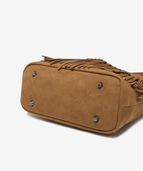 Western Fringe Suede Bucket Shoulder Bags Camel OZBGGA301C