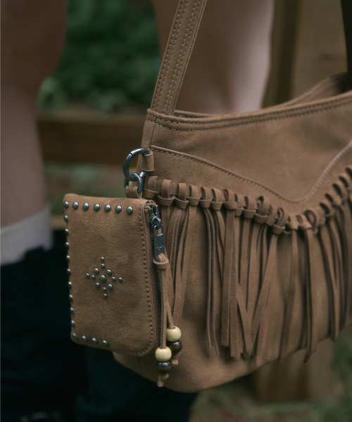 Western Fringe Suede Bucket Shoulder Bags Camel OZBGGA301C