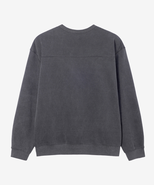 100 Cotton Gray Pigment Henley Neck Oversized Sweatshirt
