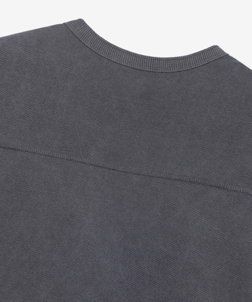 100 Cotton Gray Pigment Henley Neck Oversized Sweatshirt