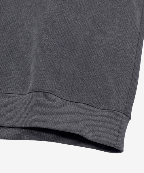 100 Cotton Gray Pigment Henley Neck Oversized Sweatshirt