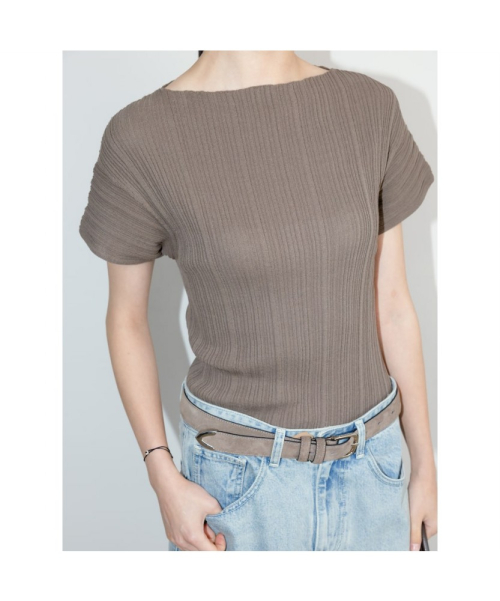 Ohu Pleated Knit Top Khaki (TA6751A09H)