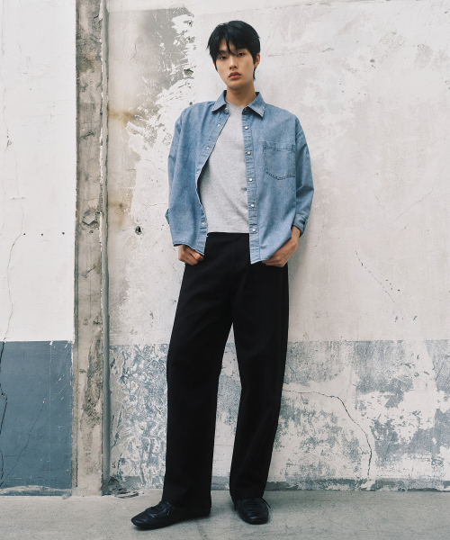 Light Indigo Washed Denim Shirt-Style Jacket