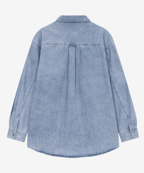 Light Indigo Washed Denim Shirt-Style Jacket