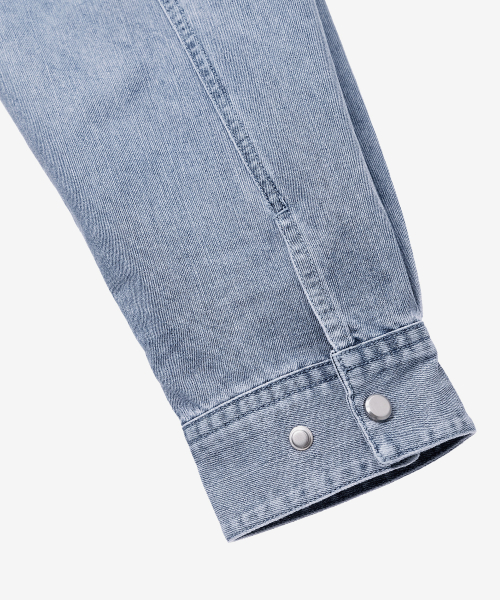 Light Indigo Washed Denim Shirt-Style Jacket