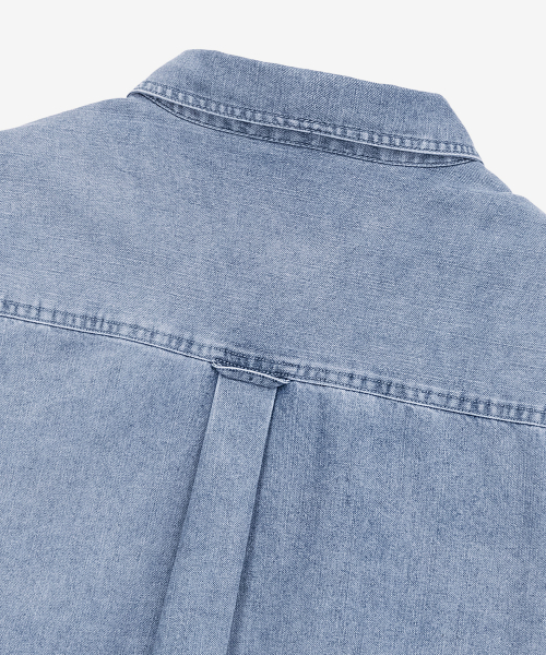 Light Indigo Washed Denim Shirt-Style Jacket
