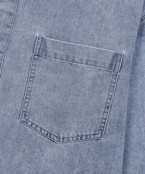 Light Indigo Washed Denim Shirt-Style Jacket