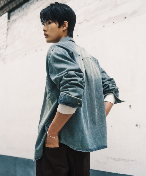 Washed Denim Oversized Shirt-Style Jacket - 2color