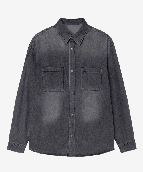 Washed Denim Oversized Shirt-Style Jacket - 2color