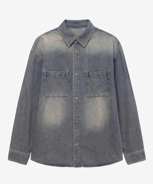 Washed Denim Oversized Shirt-Style Jacket - 2color