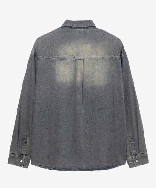 Washed Denim Oversized Shirt-Style Jacket - 2color
