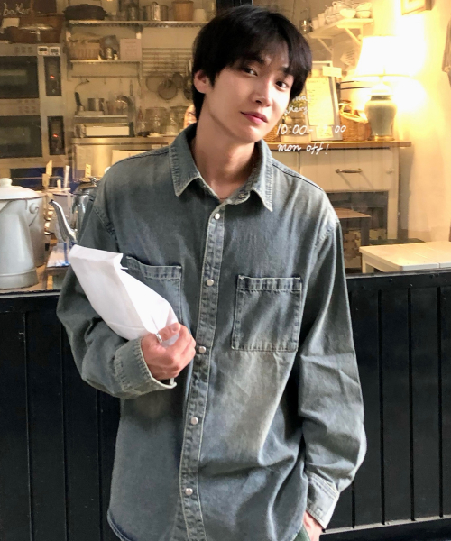 Washed Denim Oversized Shirt-Style Jacket - 2color
