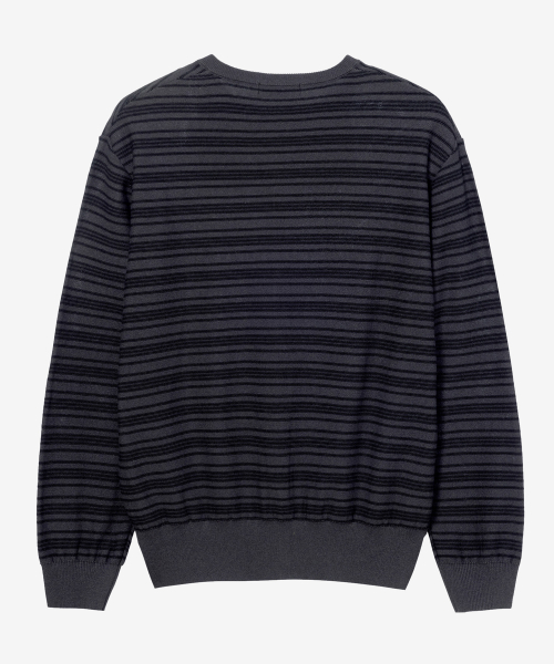 [COUTURE]Washable Stripe Round Semi-Overfit Cardigan - 2color