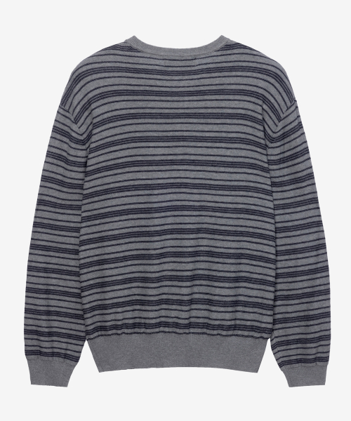 [COUTURE]Washable Stripe Round Semi-Overfit Cardigan - 2color