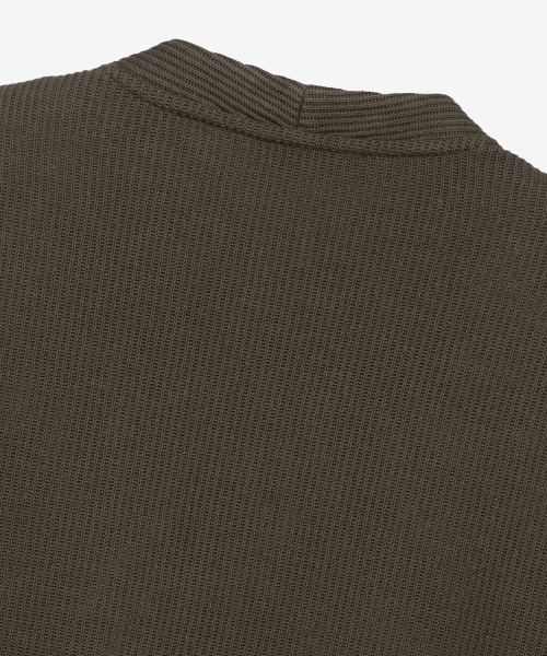 Bone-structured Sakariba khaki round-neck cardigan