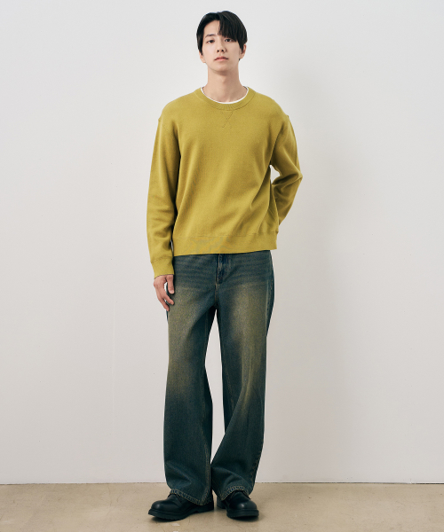 [COUTURE]100 Cotton Sweat Round Oversized Knit - 3color