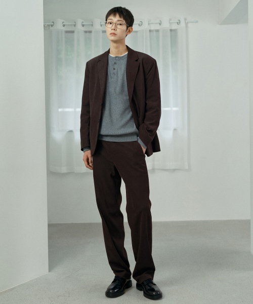 Straight Suede Modified Weave Banding Pants - 2color