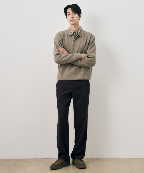 Straight Suede Modified Weave Banding Pants - 2color