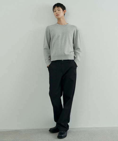 [COUTURE]Black denim-like puffy pants