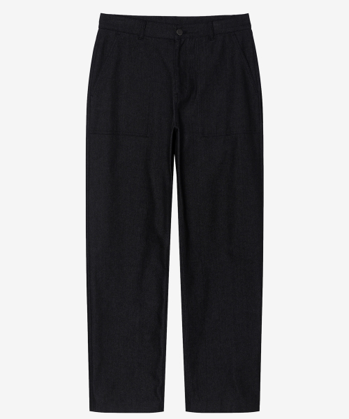 [COUTURE]Black denim-like puffy pants