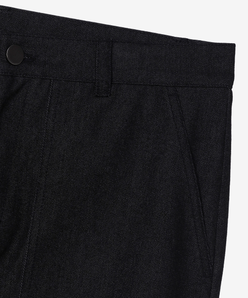 [COUTURE]Black denim-like puffy pants