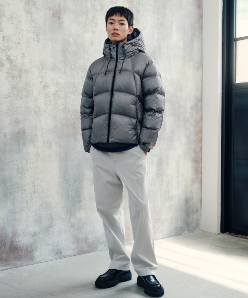 [COUTURE]Semi-Wide Twill Light Gray Pants