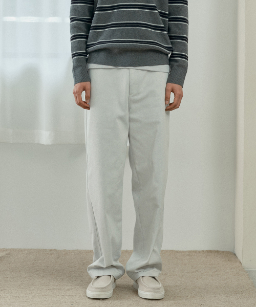 [COUTURE]Semi-Wide Twill Light Gray Pants