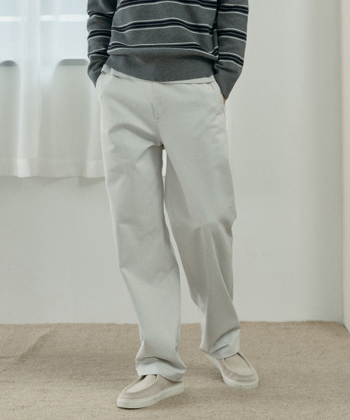 [COUTURE]Semi-Wide Twill Light Gray Pants