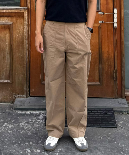 [COUTURE]100 Cotton Putige Semi-Wide Cotton Pants - 2color