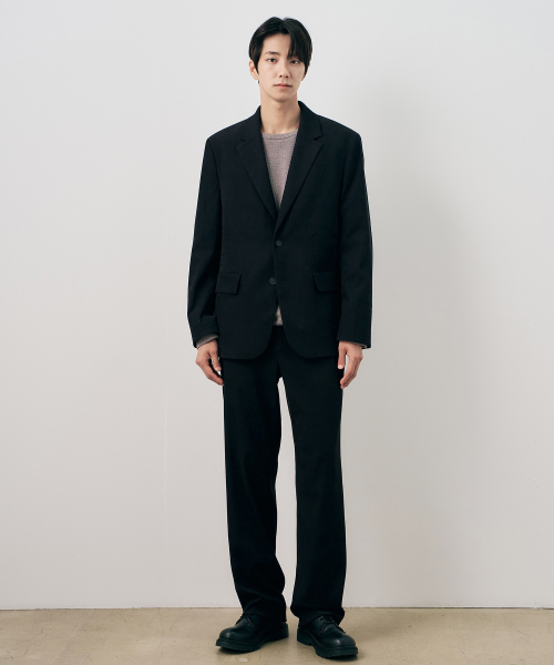 [SET]Relax Fit Suede Modified Weave Setup Black